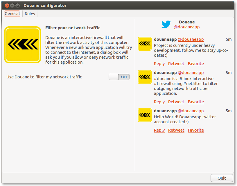 Douane - firewall configurator screenshot for linux